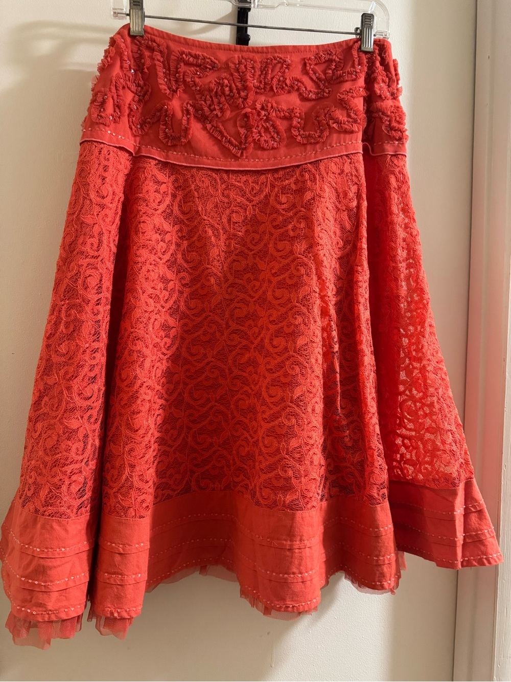 Orange Lace A-Line Women's Skirt